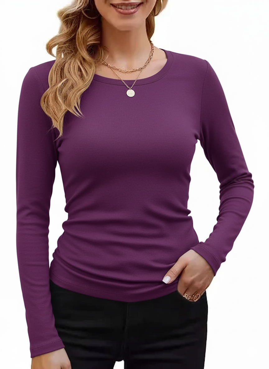 Long Sleeve Crewneck Rib Knit Slim Fit