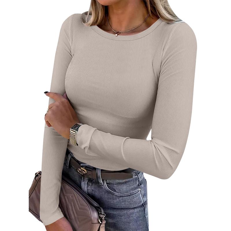 Long Sleeve Crewneck Rib Knit Slim Fit