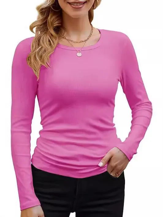 Long Sleeve Crewneck Rib Knit Slim Fit