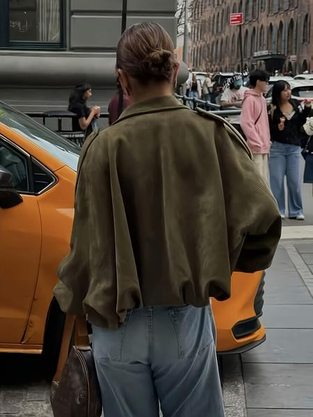 Military Woven Cropped Jacket